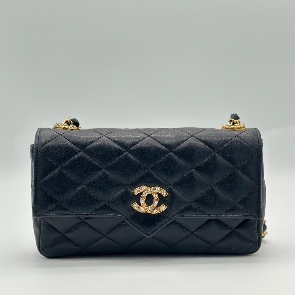 CHANEL VINTAGE CRYSTAL FLAP BAG SMALL
